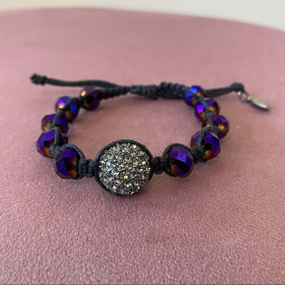 GUESS PURPLE BEADED ROPE BRACELET